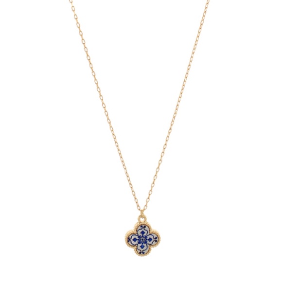 Blue 5 Shell Clover Necklace - Picture 1 of 2